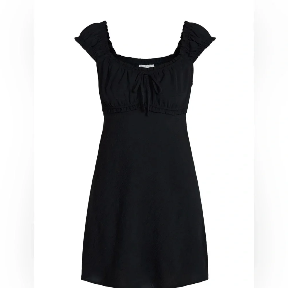 NWT No Boundaries Black Fit & Flare Mini Dress XL 16-18 Sweetheart Ruffle Sleeve